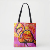 Whimsical Abstracte Flamingo Bird gepersonaliseerd Tote Bag (Voorkant)