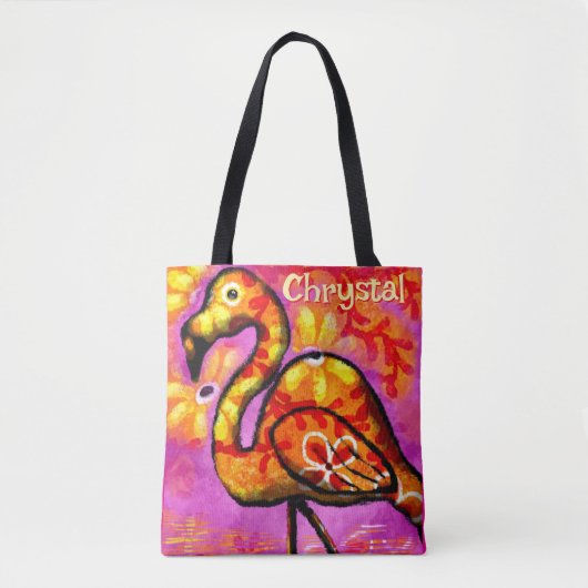 Whimsical Abstracte Flamingo Bird gepersonaliseerd Tote Bag (Voorkant)