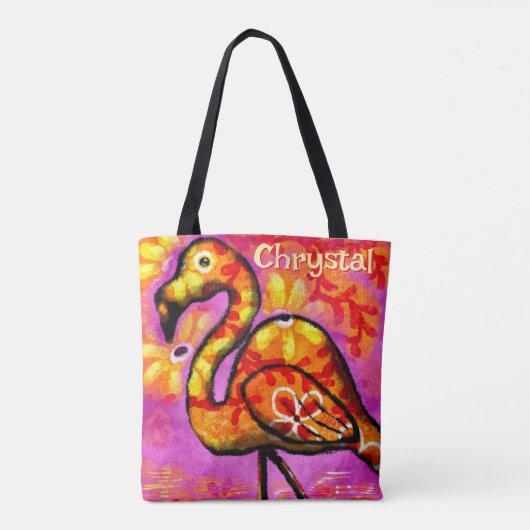 Whimsical Abstracte Flamingo Bird gepersonaliseerd Tote Bag (Achterkant)