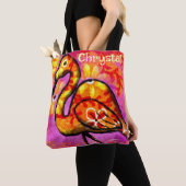 Whimsical Abstracte Flamingo Bird gepersonaliseerd Tote Bag (Dichtbij)
