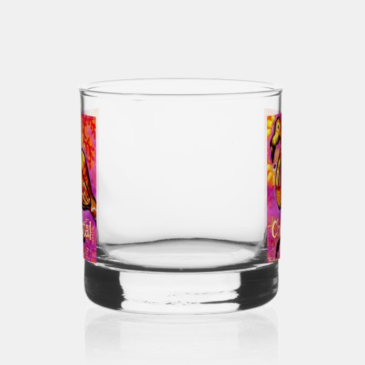Whimsical Abstracte Flamingo Bird gepersonaliseerd Whisky Glas (Rechts)