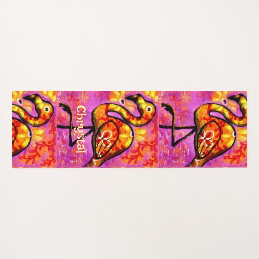 Whimsical Abstracte Flamingo Bird gepersonaliseerd Yogamat (Achterkant (horizontaal))