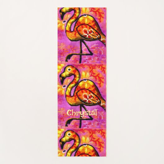 Whimsical Abstracte Flamingo Bird gepersonaliseerd Yogamat (Voorkant)