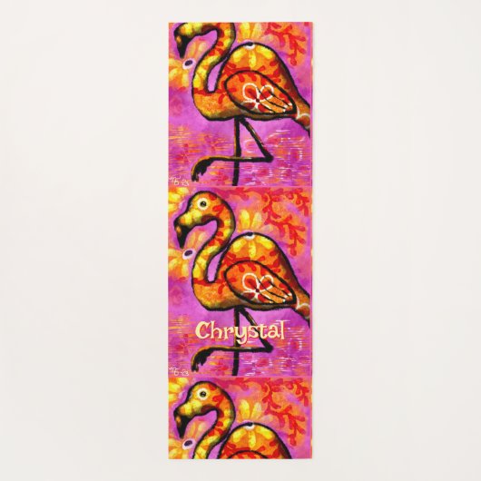 Whimsical Abstracte Flamingo Bird gepersonaliseerd Yogamat (Achterkant)
