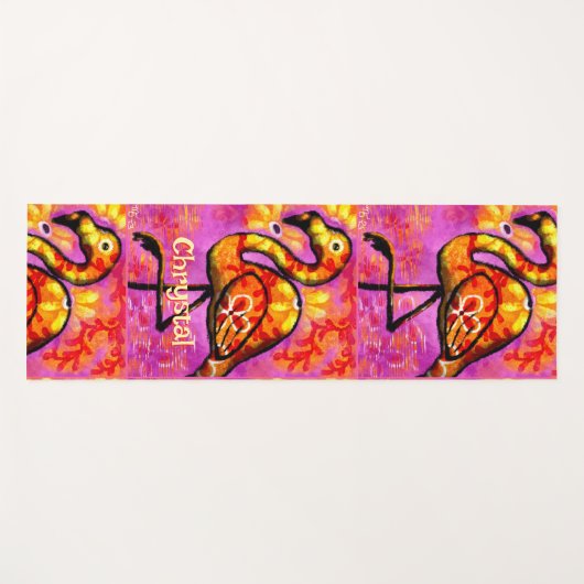 Whimsical Abstracte Flamingo Bird gepersonaliseerd Yogamat (Voorkant (horizontaal))
