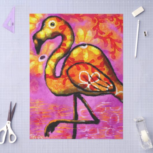Whimsical Abstracte Flamingo Bloemen Decoupage Tissuepapier (Craft)