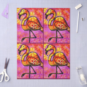 Whimsical Abstracte Flamingo Bloemen Decoupage Tissuepapier