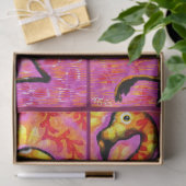 Whimsical Abstracte Flamingo Bloemen Decoupage Tissuepapier (Geschenk)