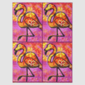 Whimsical Abstracte Flamingo Bloemen Decoupage Tissuepapier (Voorkant)