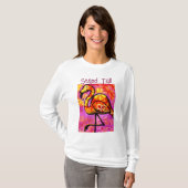 Whimsical Abstracte Flamingo Roze Sinaasappel Bloe T-shirt (Voorkant volledig)