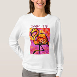 Whimsical Abstracte Flamingo Roze Sinaasappel Bloe T-shirt