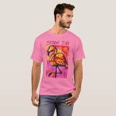 Whimsical Abstracte Flamingo Roze Sinaasappel Bloe T-shirt (Voorkant volledig)