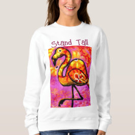 Whimsical Abstracte Flamingo Roze Sinaasappel Bloe Trui