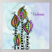Whimsical Abstracte Flowers Poster (Voorkant)