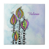 Whimsical Abstracte Flowers Tegeltje (Voorkant)