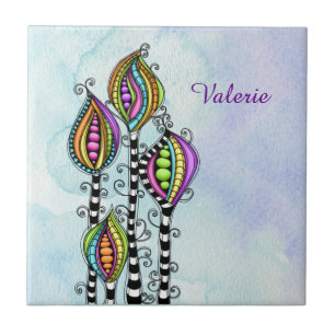 Whimsical Abstracte Flowers Tegeltje