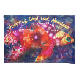 Whimsical Abstracte goudvis Paarse Sinaasappel Roz Kussensloop