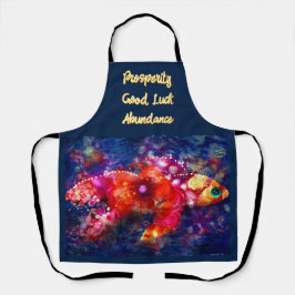 Whimsical Abstracte goudvis Paarse Sinaasappel Roz Schort