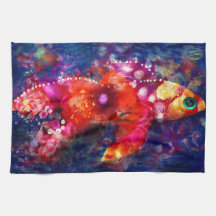 Whimsical Abstracte goudvis Paarse Sinaasappel Roz