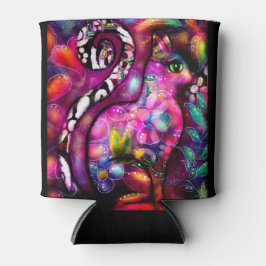 Whimsical Abstracte Kitty Cat Bloemen Rood Groen R Blikjeskoeler