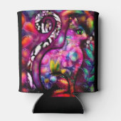 Whimsical Abstracte Kitty Cat Bloemen Rood Groen R Blikjeskoeler (Achterkant)