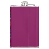 Whimsical Abstracte Kitty Cat Bloemen Rood Groen R Heupfles (Achterkant)