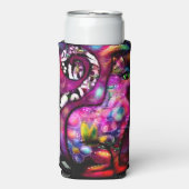 Whimsical Abstracte Kitty Cat Bloemen Rood Groen R Seltzer Blikjeskoeler (Seltzer Voorkant)