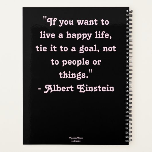 Whimsical Abstracte Kitty Cat Bloemen Roze Zwart Planner (Achterkant)