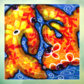 Whimsical Abstracte Koi Goudvis Sinaasappel Blauwe Raamsticker (Vel 3)