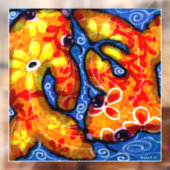 Whimsical Abstracte Koi Goudvis Sinaasappel Blauwe Raamsticker (Vel 2)