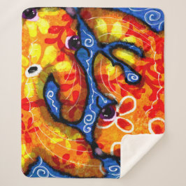 Whimsical Abstracte Koi Goudvis Sinaasappel Blauwe Sherpa Deken