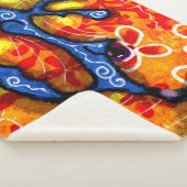 Whimsical Abstracte Koi Goudvis Sinaasappel Blauwe Sherpa Deken (3/4)