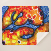 Whimsical Abstracte Koi Goudvis Sinaasappel Blauwe Sherpa Deken (Voorkant (horizontaal))