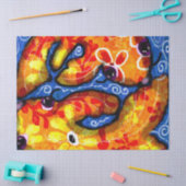 Whimsical Abstracte Koi Goudvis Sinaasappel Blauwe Tissuepapier (Craft)