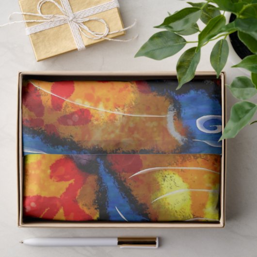 Whimsical Abstracte Koi Goudvis Sinaasappel Blauwe Tissuepapier (Geschenk)