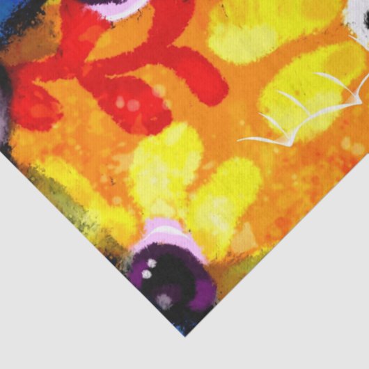 Whimsical Abstracte Koi Goudvis Sinaasappel Blauwe Tissuepapier (Detail)