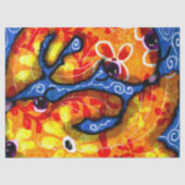 Whimsical Abstracte Koi Goudvis Sinaasappel Blauwe Tissuepapier (Voorkant)