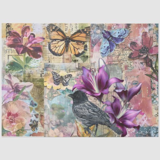 Whimsical Abstracte Kunst Collage Decoupage Tissuepapier (Voorkant)