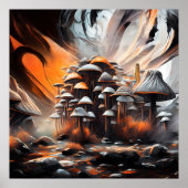 Whimsical Abstracte Mushroom Art Poster (Voorkant)