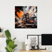 Whimsical Abstracte Mushroom Art Poster (Thuiskantoor)