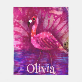Whimsical Abstracte roze flamingo gepersonaliseerd Fleece Deken