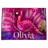 Whimsical Abstracte roze flamingo gepersonaliseerd Groot Cadeauzakje (Voorkant)