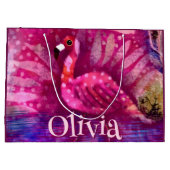 Whimsical Abstracte roze flamingo gepersonaliseerd Groot Cadeauzakje (Achterkant)