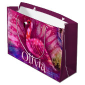 Whimsical Abstracte roze flamingo gepersonaliseerd Groot Cadeauzakje (Achterkant Gekanteld)