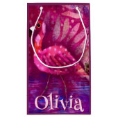 Whimsical Abstracte roze flamingo gepersonaliseerd Klein Cadeauzakje (Achterkant)