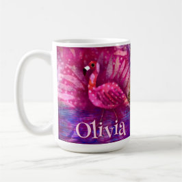 Whimsical Abstracte roze flamingo gepersonaliseerd Koffiemok