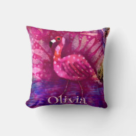 Whimsical Abstracte roze flamingo gepersonaliseerd Kussen