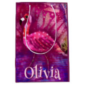 Whimsical Abstracte roze flamingo gepersonaliseerd Medium Cadeauzakje (Voorkant)