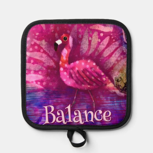 Whimsical Abstracte roze flamingo gepersonaliseerd Pannenlap (Voorkant)