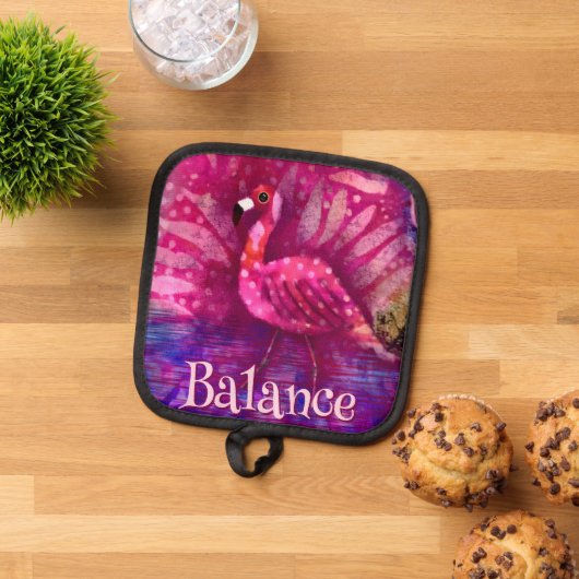 Whimsical Abstracte roze flamingo gepersonaliseerd Pannenlap (Top down)